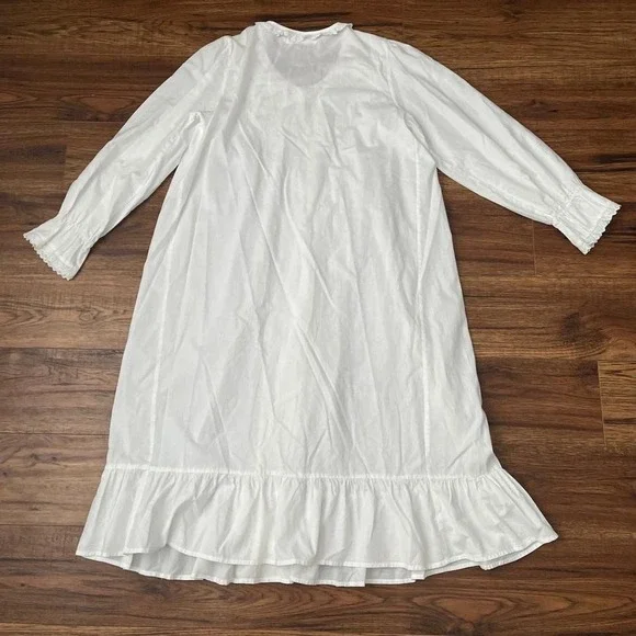 Victoriana White Cotton Prairie Dress Women M Cottagecore Coquette Lace Boho - Picture 7 of 7